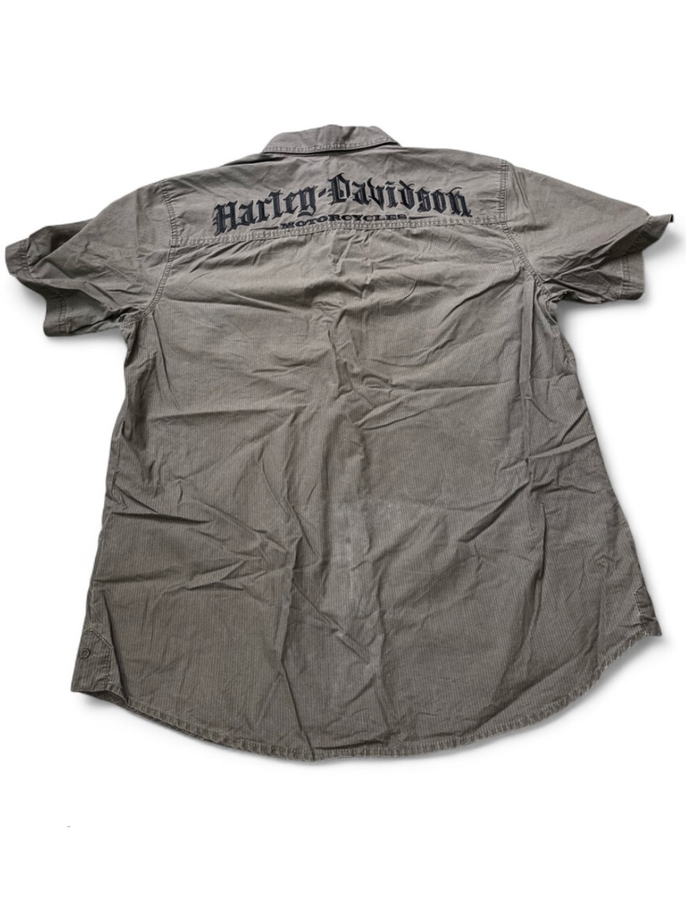 Harley-Davidson size M 100% cotton embroideredMen's Short Sleeve Gray Button-Up